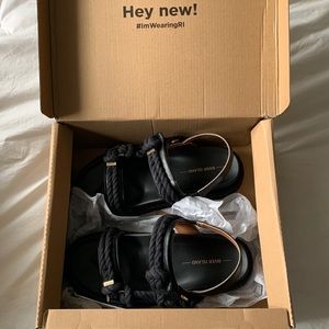 River Island black rope chunky sandals